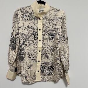Zimmerman Silk Concert Bowtie Blouse Black and White Women's Size 1